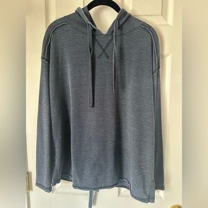 Altar’d State Distressed Lace up Blue Hoodie Size Small